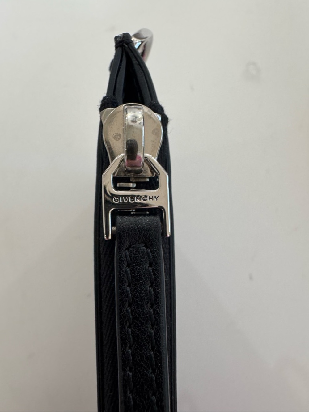 Givenchy Black Leather Flat Zip Pouch with Silver Hardware NWOT - Picture 5 of 7